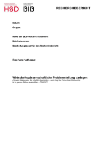 Projektseminar Thesis Uebung Recherchebericht WS 16/17