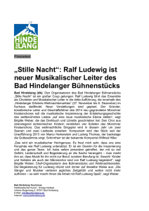 Pressetext „Stille Nacht“: Ralf Ludewig ist neuer Musikalischer Leiter