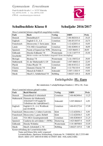 Klasse 8 Liste 2016 - Gymnasium Ernestinum Rinteln