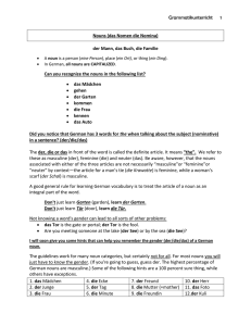 Nouns (das Nomen die Nomina) - FrauHarrill
