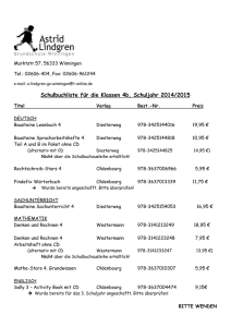 Schulbuchliste für die Klassen 4b, Schuljahr 2014/2015