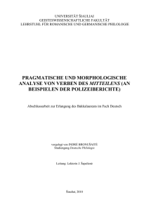 2.1. Pragmatische Analyse von Verben des Mitteilens in