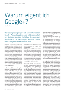 Warum eigentlich Google+? - Printarchiv der absatzwirtschaft