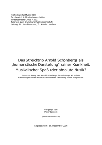 Das Streichtrio Arnold Schönbergs als „humoristische Darstellung