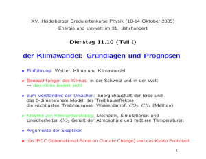 der Klimawandel: Grundlagen und Prognosen