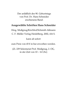 Ausgewählte Schriften Hans Schneider