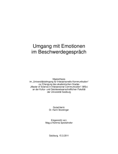 Umgang mit Emotionen im Beschwerdegespräch