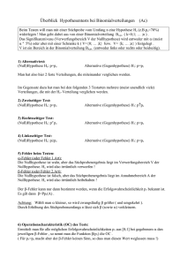 Hypothesentests bei Binomialverteilungen - k