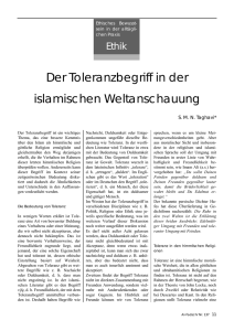 Der Toleranzbegriff in der islamischen Weltanschauung