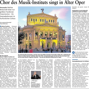 Chor des Musik-Instituts singt in Alter Oper - Musik