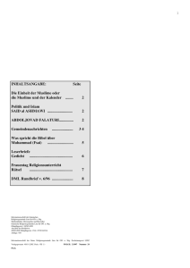 INHALTSANGABE: Seite Die Einheit der Muslime oder die Muslime
