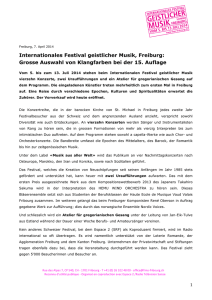 Internationales Festival geistlicher Musik, Freiburg: Grosse Auswahl
