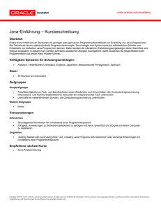 Java-Einführung – Kursbeschreibung