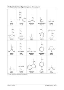 Die Seitenketten der 20 proteinogenen Aminosäuren