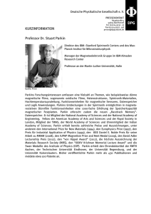 Prof. Dr. Stuart Parkin - Deutsche Physikalische Gesellschaft