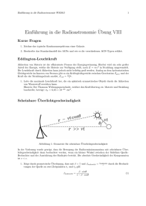 Einführung in die Radioastronomie¨Ubung VIII