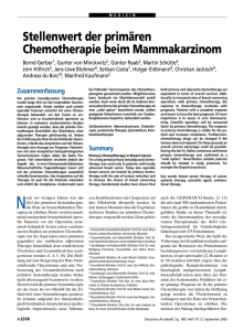 Stellenwert der primären Chemotherapie beim Mammakarzinom