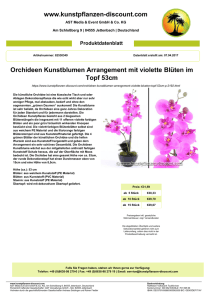 Orchideen Kunstblumen Arrangement mit violette Blüten im Topf 53cm