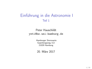 Einführung in die Astronomie I - Teil 1