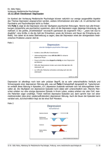 Depression - Medizinische Psychologie