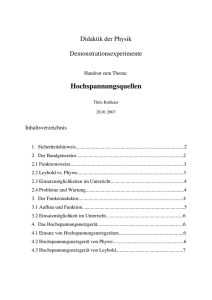 Hochspannungsquellen - Physikdidaktik Uni Bayreuth