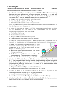 Physik I Klausur 2009