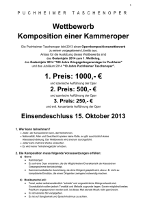 Wettbewerb Komposition einer Kammeroper 1. Preis: 1000,- €