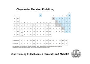 Chemie der Metalle - Einleitung 95 der bislang 118 bekannten