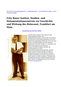 Fritz Bauer Institut, Studien- und Dokumentationszentrum zur