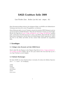 SAGE-Crashkurs SoSe 2009