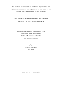 Expressed Emotion in Familien von Kindern mit Störung