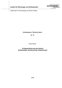Protestantisierung des Islams - Institut für Ethnologie und Afrikastudien