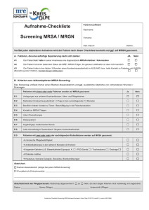 Aufnahme-Checkliste Screening MRSA / MRGN