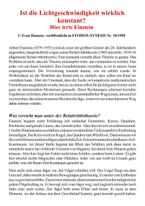 EFODON e.V. - Ist die Lichtgeschwindigkeit wirklich konstant? (E