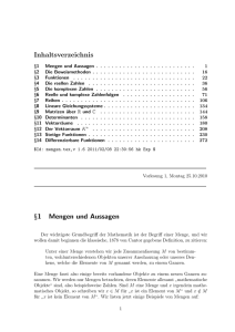 Inhaltsverzeichnis §1 Mengen und Aussagen