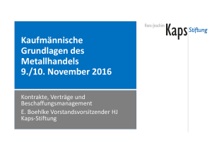 Kaufmännische Grundlagen des Metallhandels 9./10. November 2016