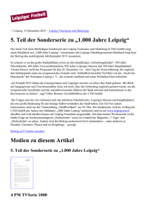 5. Teil der Sonderserie zu „1.000 Jahre Leipzig“