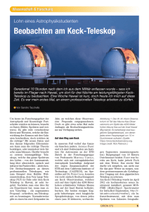 Beobachten am Keck-Teleskop - ETH Zurich