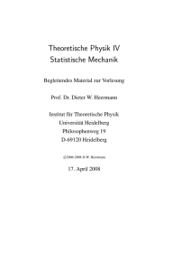 Theoretische Physik IV Statistische Mechanik