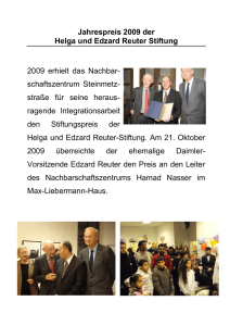 Jahrespreis 2009 der Helga und Edzard Reuter Stiftung 2009 erhielt