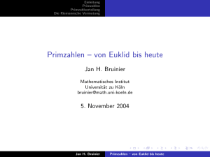 Primzahlen -- von Euklid bis heute - Mathematik@TU