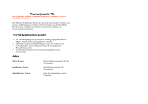 Thermodynamik (TD) Thermodynamisches System Arten