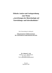 Ethische Analyse und Auslegeordnung zum Thema