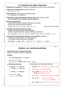 6. Funktionen als Daten, Übersicht Notation von Lambda