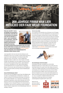 200 jährige Firma Van Lier mitgLied der Fair Wear Foundation