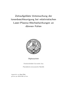 Zeitaufgelöste Untersuchung der Ionenbeschleunigung bei