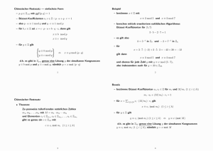 Chinesischer Restesatz — einfachste Form – p, q ∈ Z >0 mit ggT(p