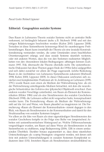 Editorial: Geographien sozialer Systeme