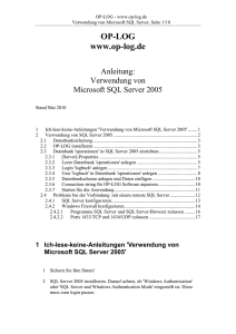 Verwendung von Microsoft SQL Server 2005 - OP