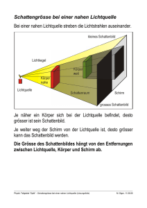 Schattengrösse bei naher Lichtquelle